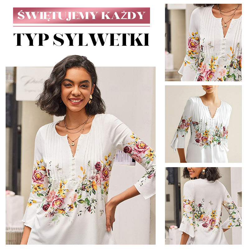 🌺 Női V-nyakú Mintás Ing✨