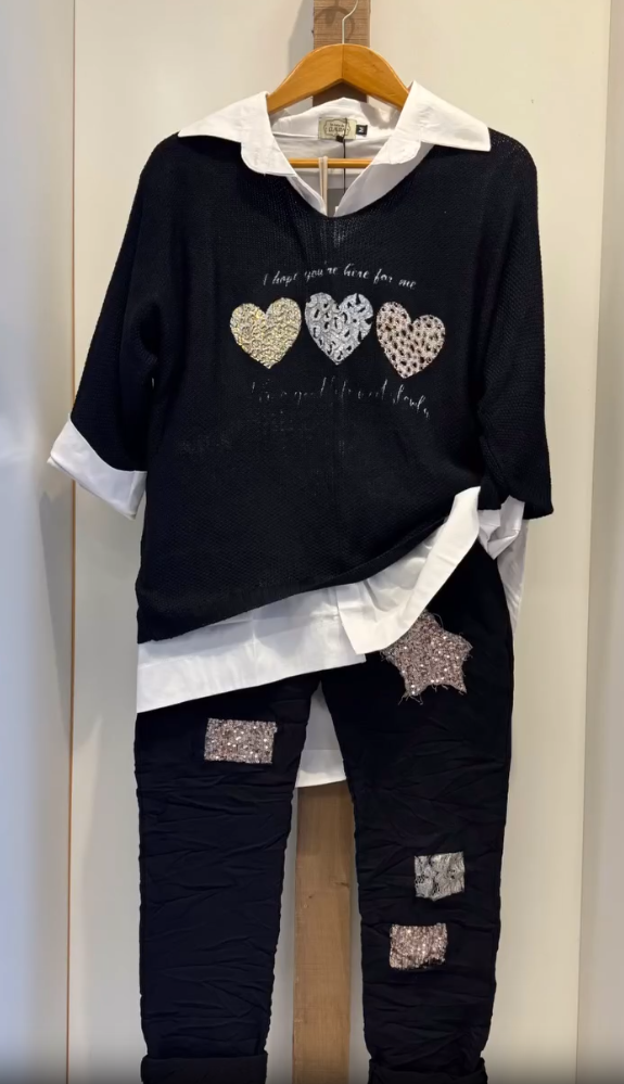 Női lezser divatos öltöny ing pulóver és nadrág