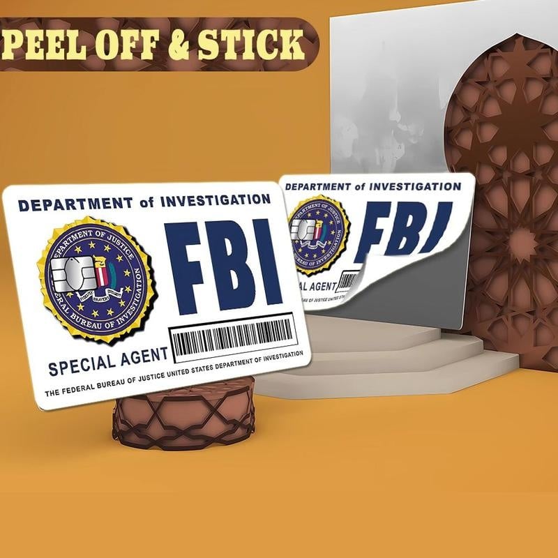 🔥Secret Agent kártyabőr-készlet: FBI/ICE minták • Cosplay és ajándék matricák