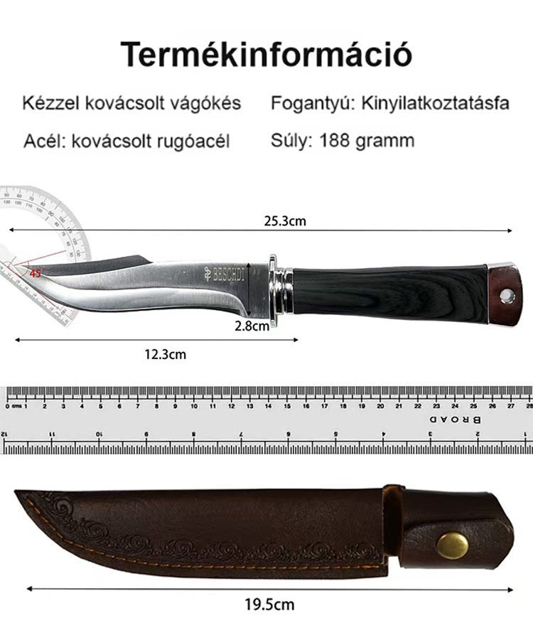 Szélvágó nagy keménységű többfunkciós szabadtéri kés