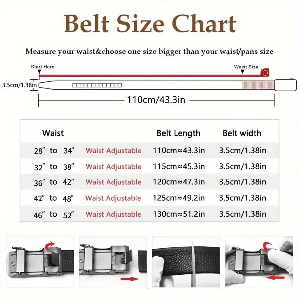 đ„Leather Ratchet Belt With Adjustable Buckle