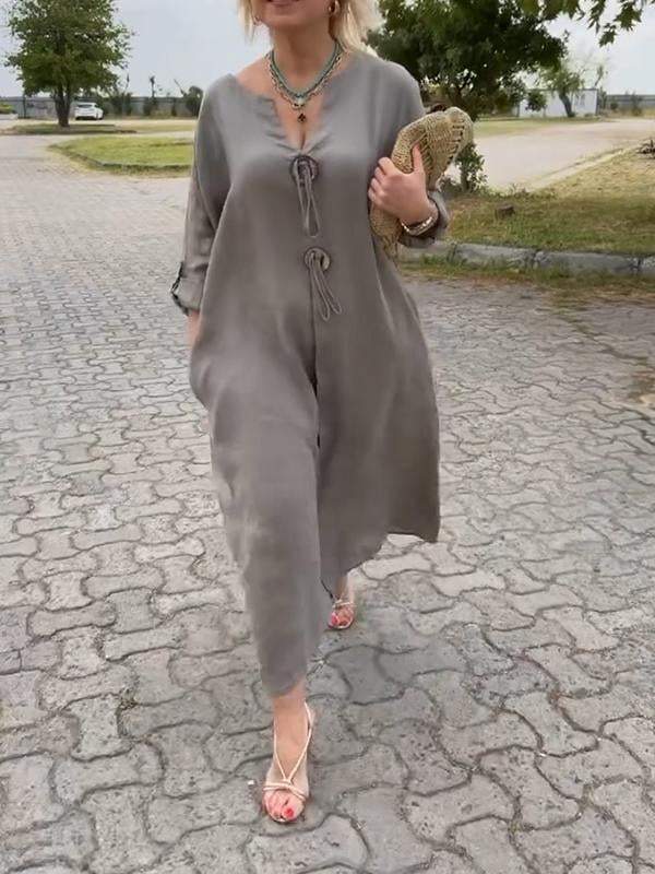 đđPamut Ă©s lenvĂĄszon V-nyakĂș ruha