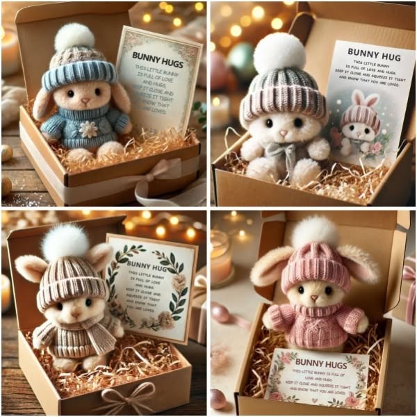 🐇Mini nyuszi aranyos húsvéti ajándékot ölel🎁