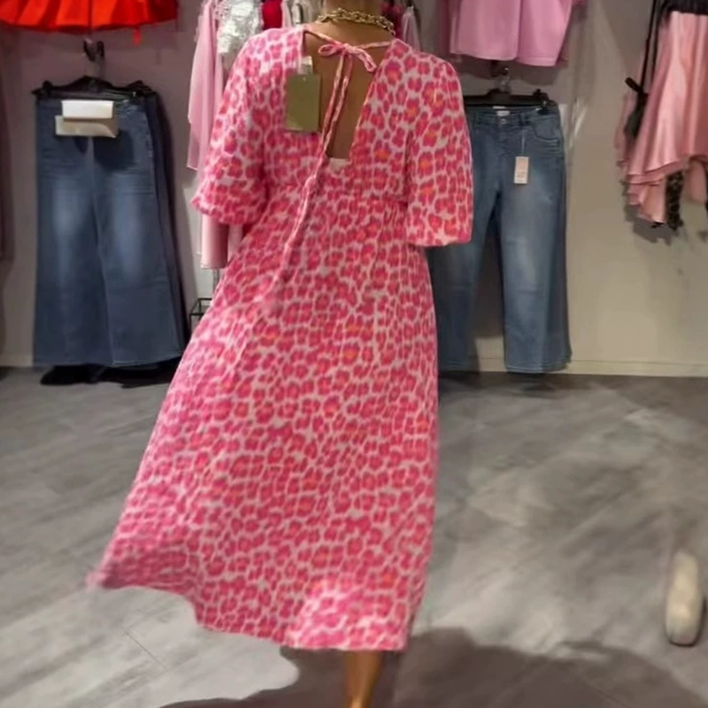 Női mintás V-nyakú ruha