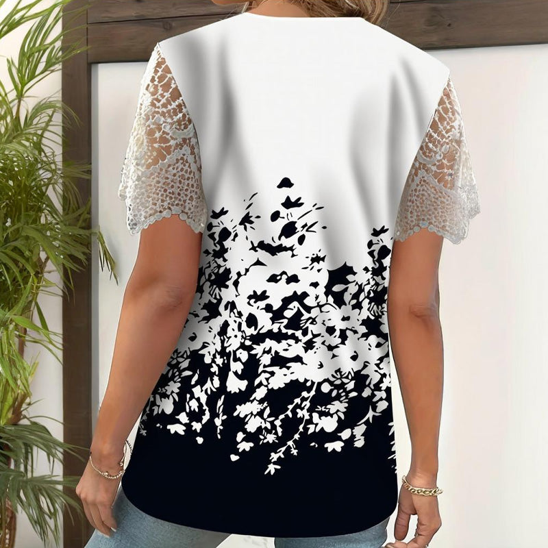 Nyomott csipke rövid ujjakkal