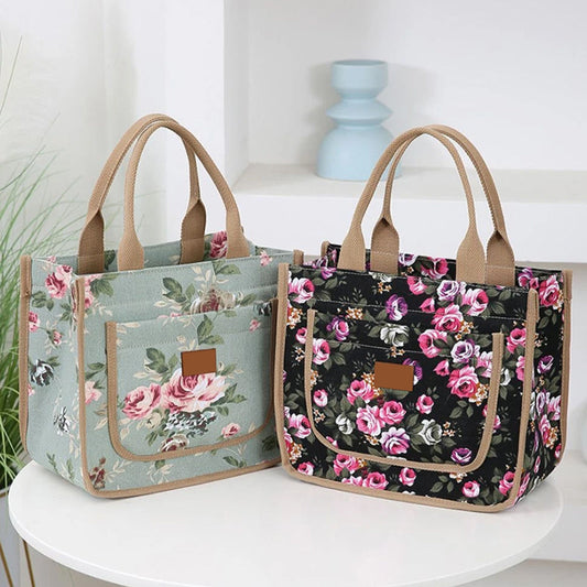 🌺Virágos nyomtatott ebéd táska nőknek