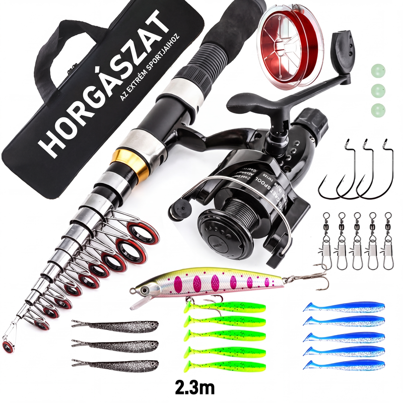 🎣 Teljes utazó horgászkészlet praktikus hordtáskával – minden egy csomagban a szabadidős horgászathoz 📦🦦