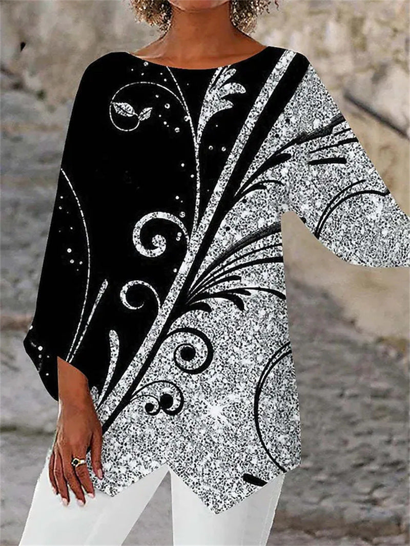 [S-5XL]Új 2025-ös mintás, kerek nyakú, hosszú ujjú ing