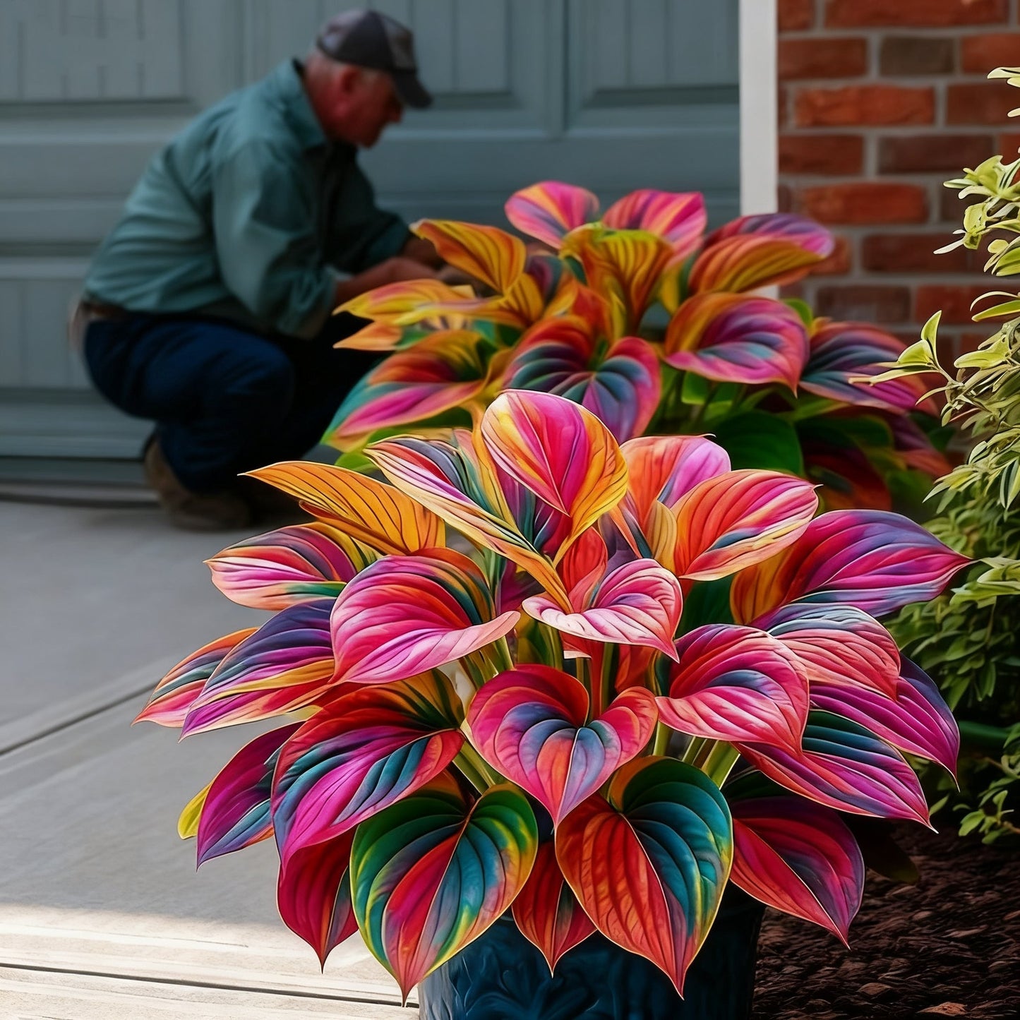 🌈🔥 Limitált kiadású Szivárványos Láng Hosták - Ritka Többszínű Lombozat, Kizárólag Üzletünkben 🌸