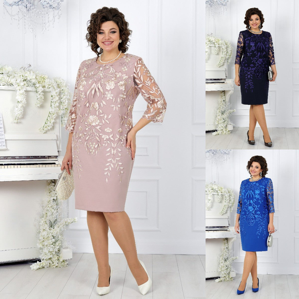 Túlméretezett ruha csipke foltozással és mintával