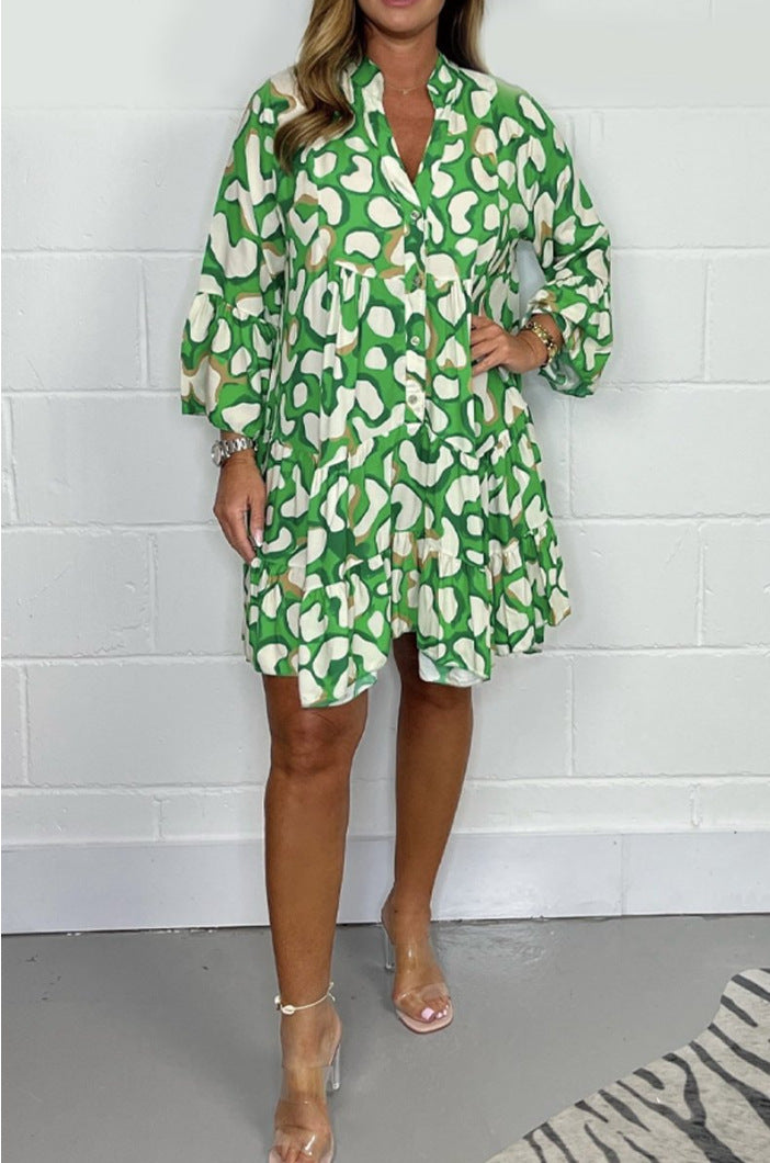 Tavaszi és nyári új, nagy méretű szabálytalan nyomott ruhák