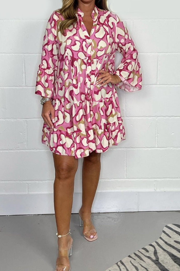 Tavaszi és nyári új, nagy méretű szabálytalan nyomott ruhák