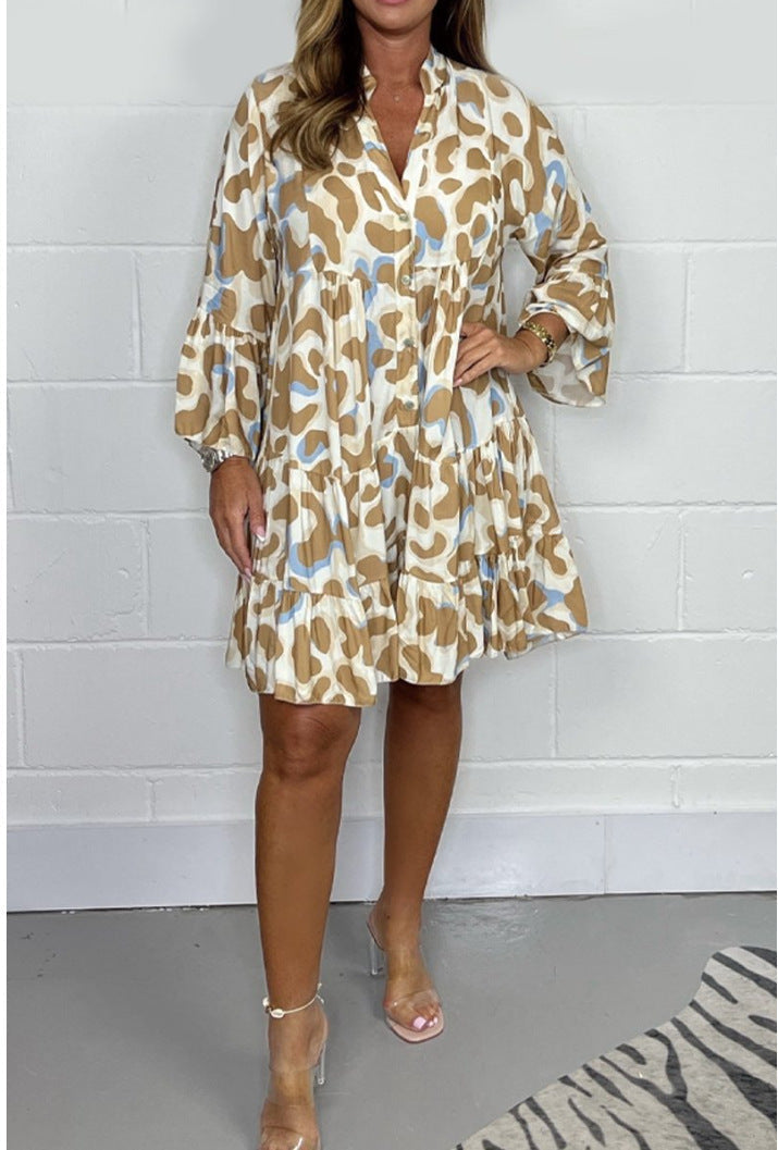 Tavaszi és nyári új, nagy méretű szabálytalan nyomott ruhák