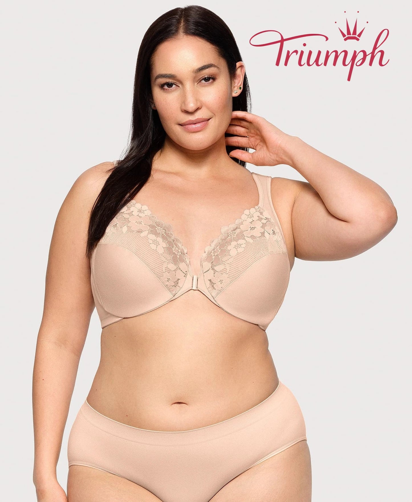 Triumph - (3 darabos) Pamut melltartó hímzett csipkével, elöl záródó