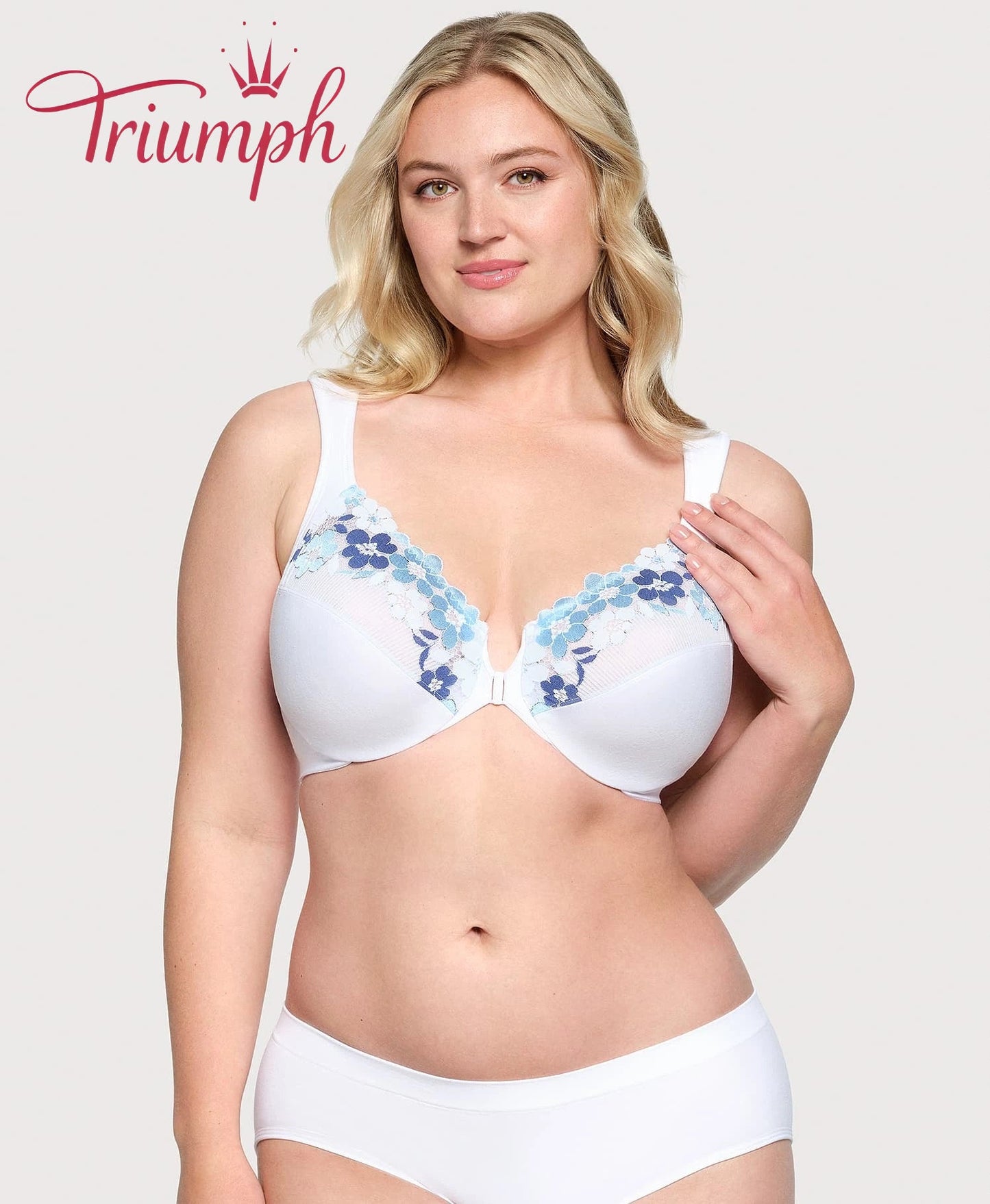 Triumph - (3 db-os) pamut melltartó hímzett csipkével, elöl záródó