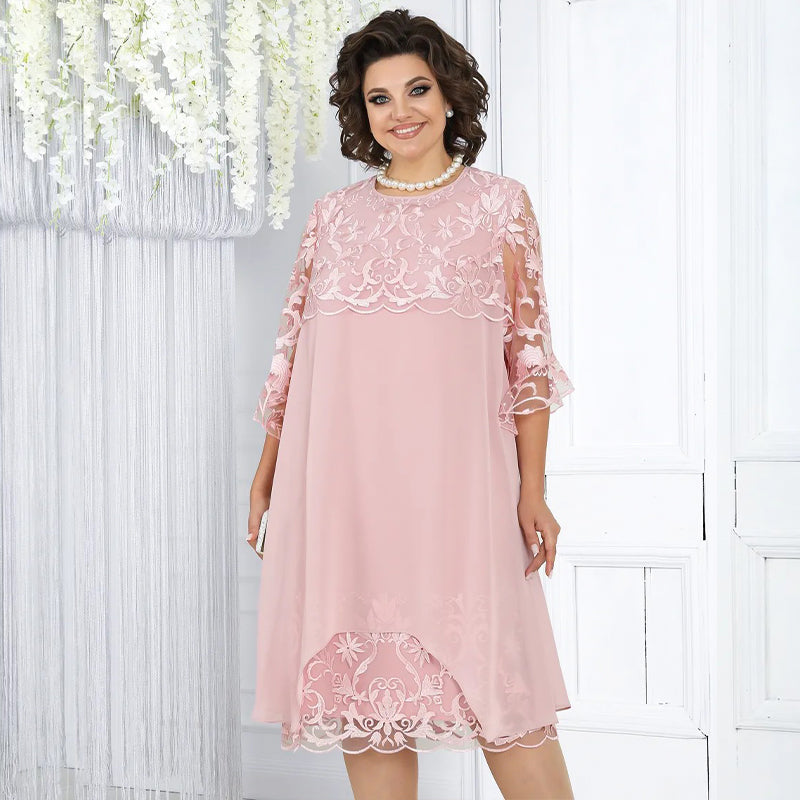 Női Laza Csipkés Midi Ruha