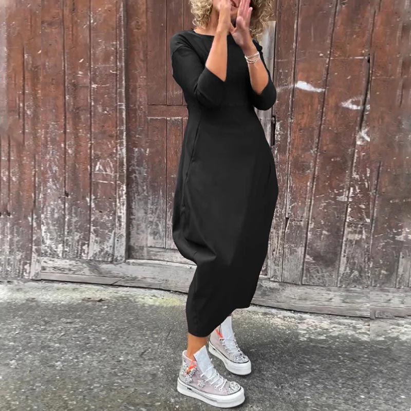 Egyszerű, elegáns női ruha zsebbel