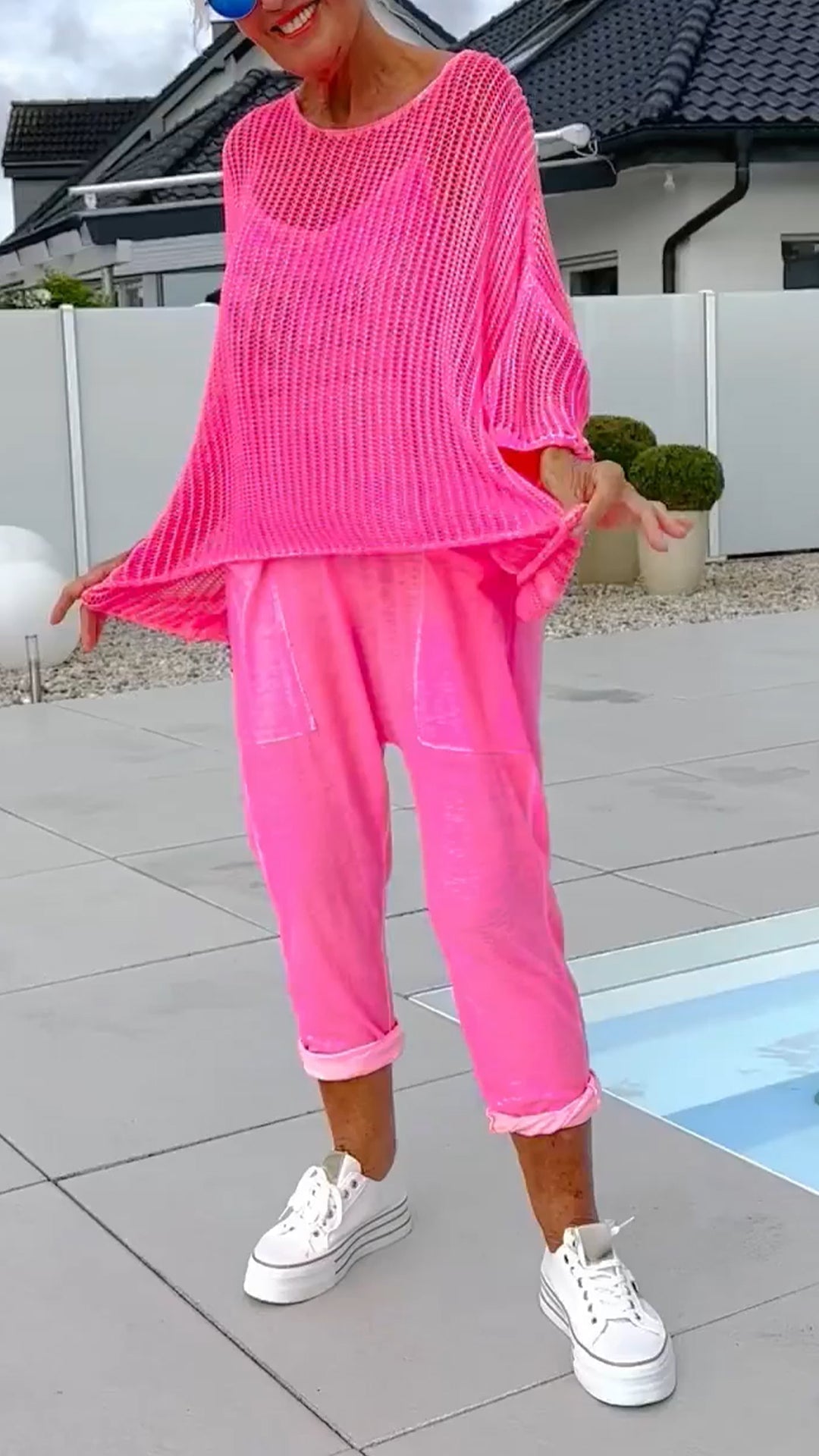 🌸Női overál + bő felső kivágott sállal