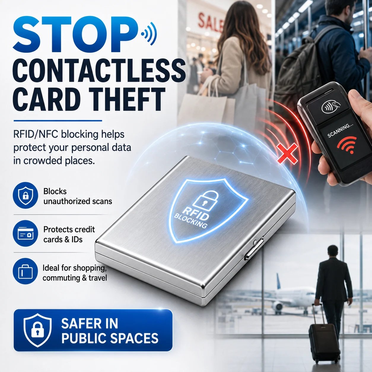 RFID blokkoló fém kártyatartó