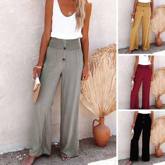 😍 Női vászon magas derekú nadrág