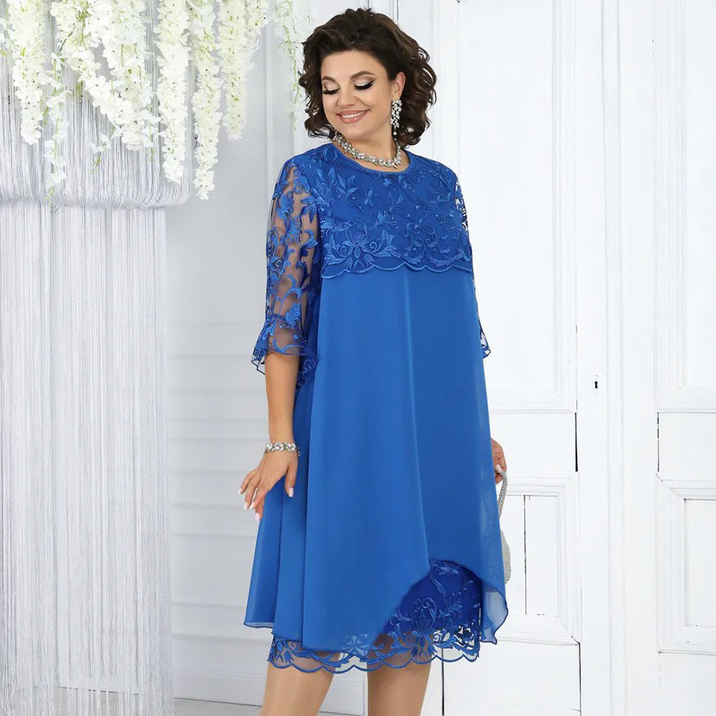 Női Laza Csipkés Midi Ruha