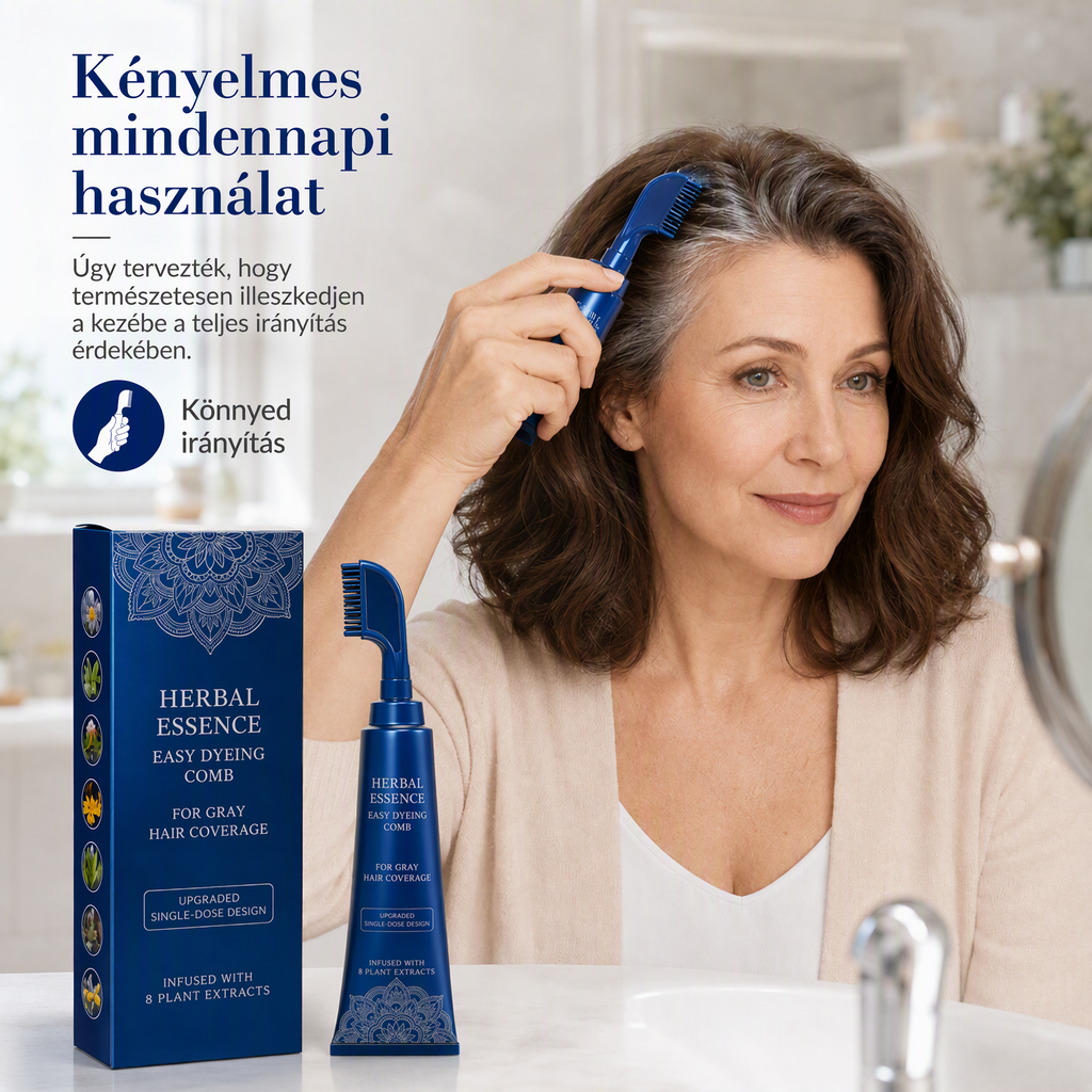 🌿 Növényi alapú fésűs hajfesték – 95%-os ősz hajtakarás, ammóniamentes