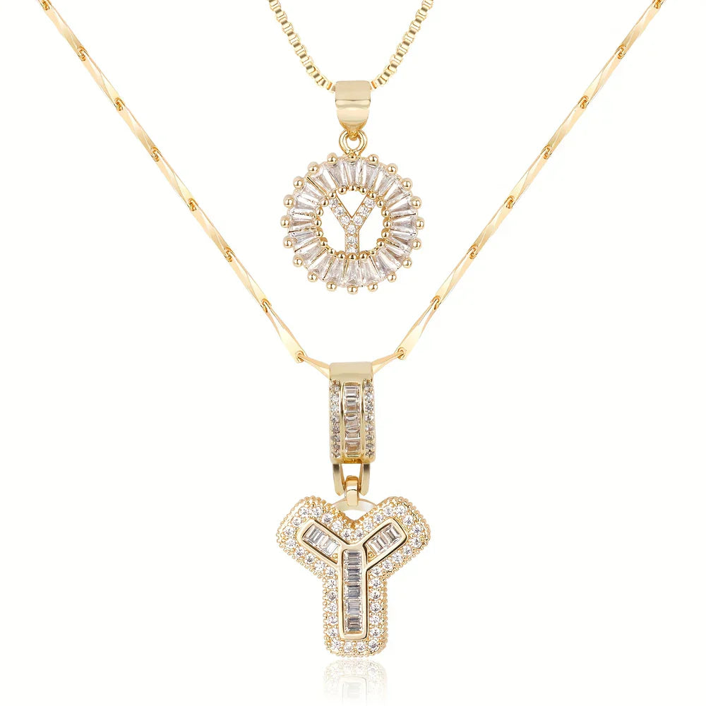 💖Női réteges kezdőbetűs medál nyaklánc szett