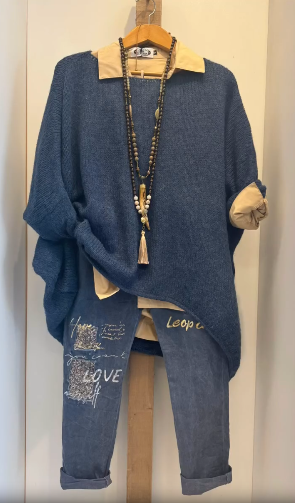 Női lezser divatos öltöny ing pulóver és nadrág