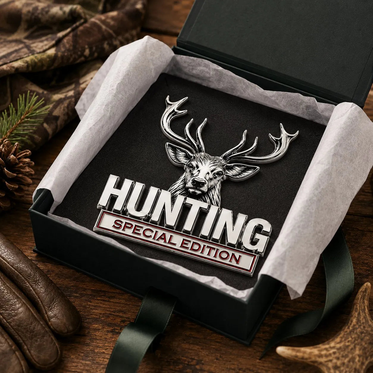 🦌 HUNTING Special Edition - 3D krómozott fém embléma az autódba