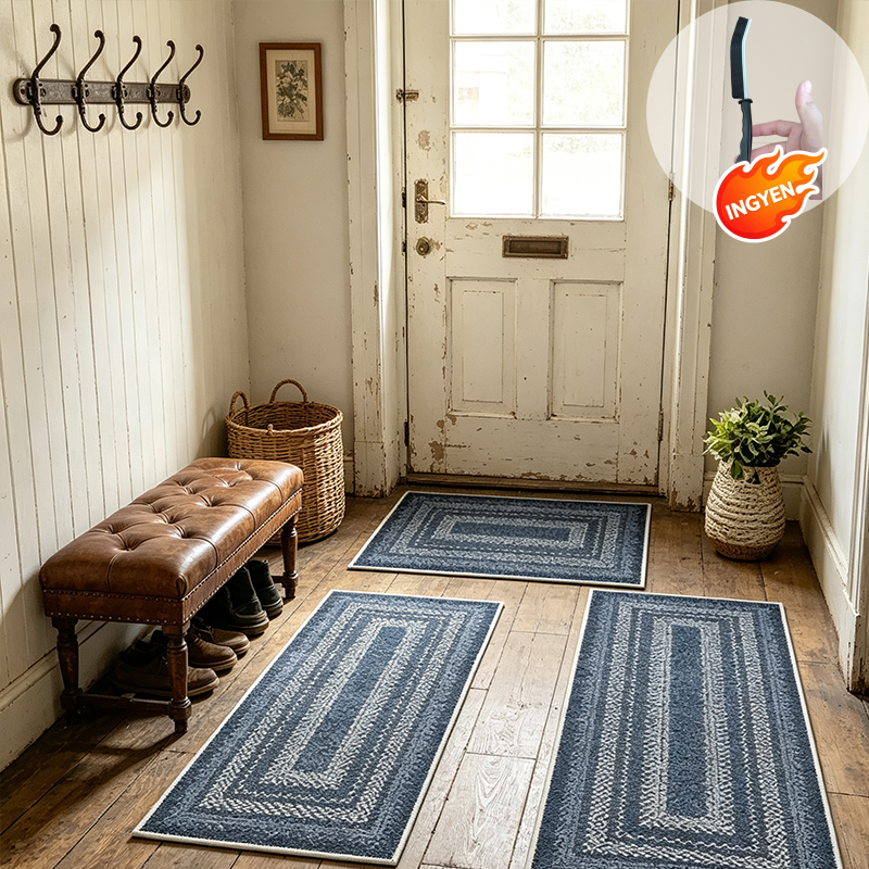 🏠 50% kedvezmény🧵Elegáns szőtt futószőnyeg – Poliészter – Csúszásmentes – Gyorsan nedvszívó 🚪