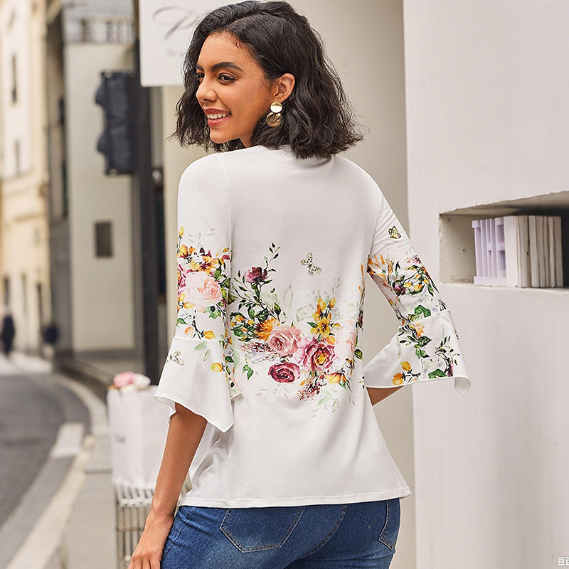 🌺 Női V-nyakú Mintás Ing✨