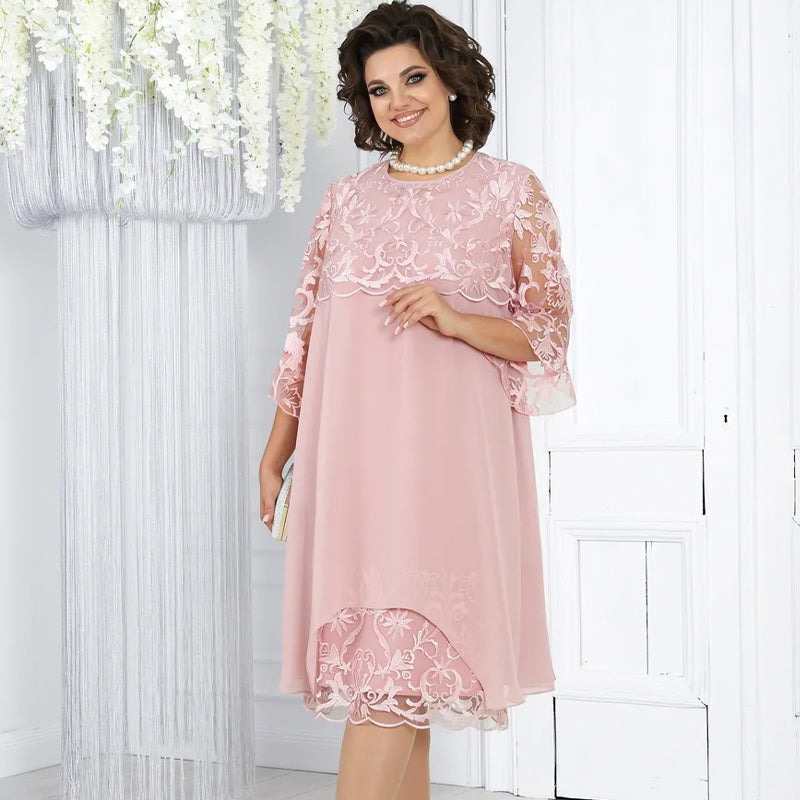 Női Laza Csipkés Midi Ruha