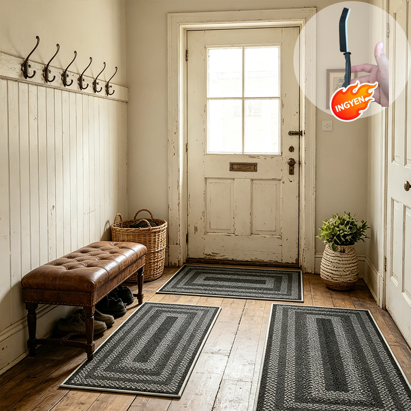 🏠 50% kedvezmény🧵Elegáns szőtt futószőnyeg – Poliészter – Csúszásmentes – Gyorsan nedvszívó 🚪