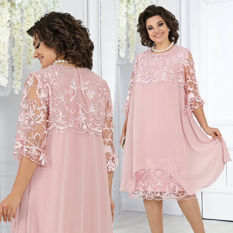 Női Laza Csipkés Midi Ruha