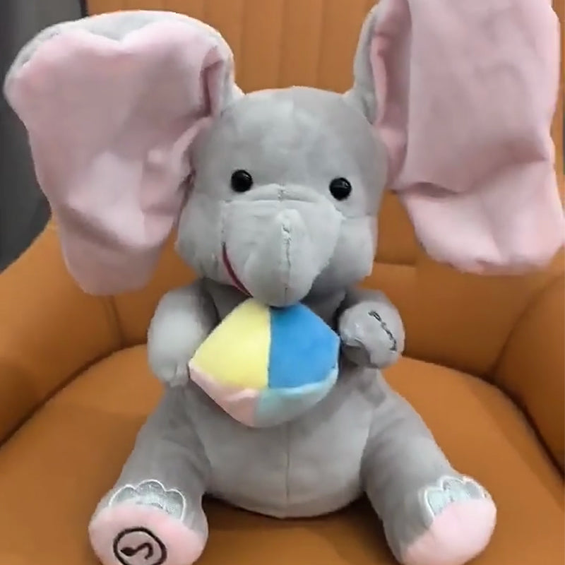 🎁🐘 Egy aranyos plüss elefánt játék bújócska játékhoz