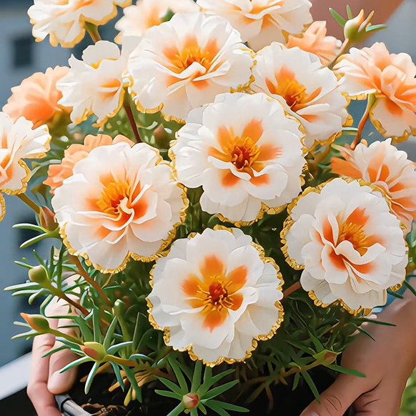 Aranycsipke portulaka🌸✨ Gyönyörű, dupla virágok a könnyed nyári színekért