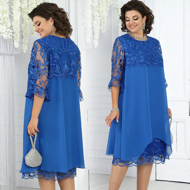 Női Laza Csipkés Midi Ruha