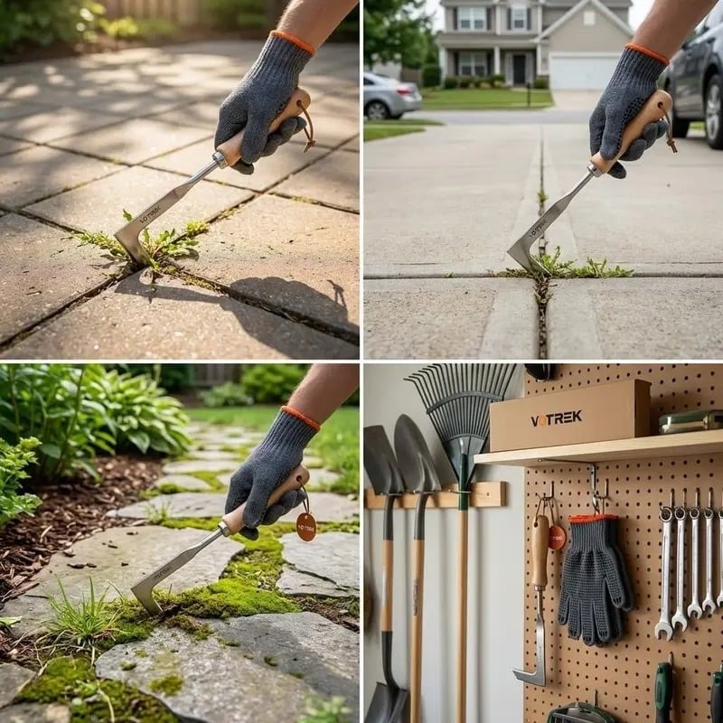 🌱 Kézi kaparó a fugák gyom- és mohaeltávolításához