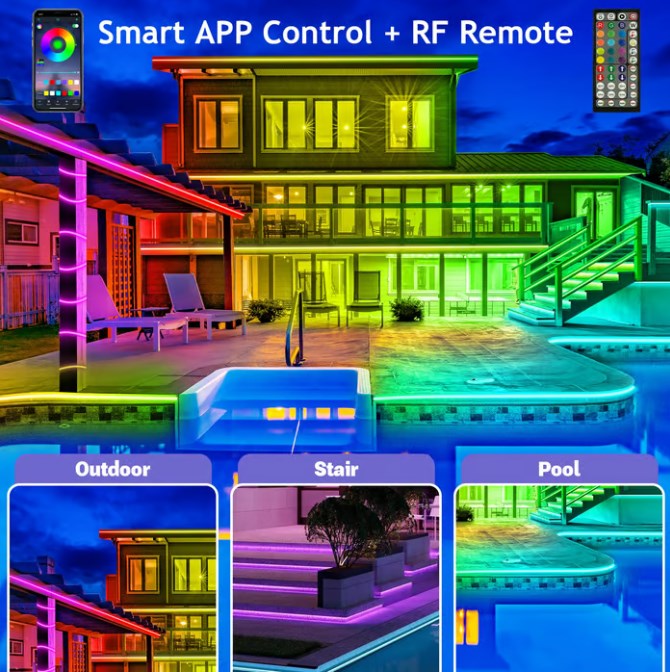 ⏰Az akció utolsó napja🌈Intelligens szivárvány LED kültéri állandó világítás
