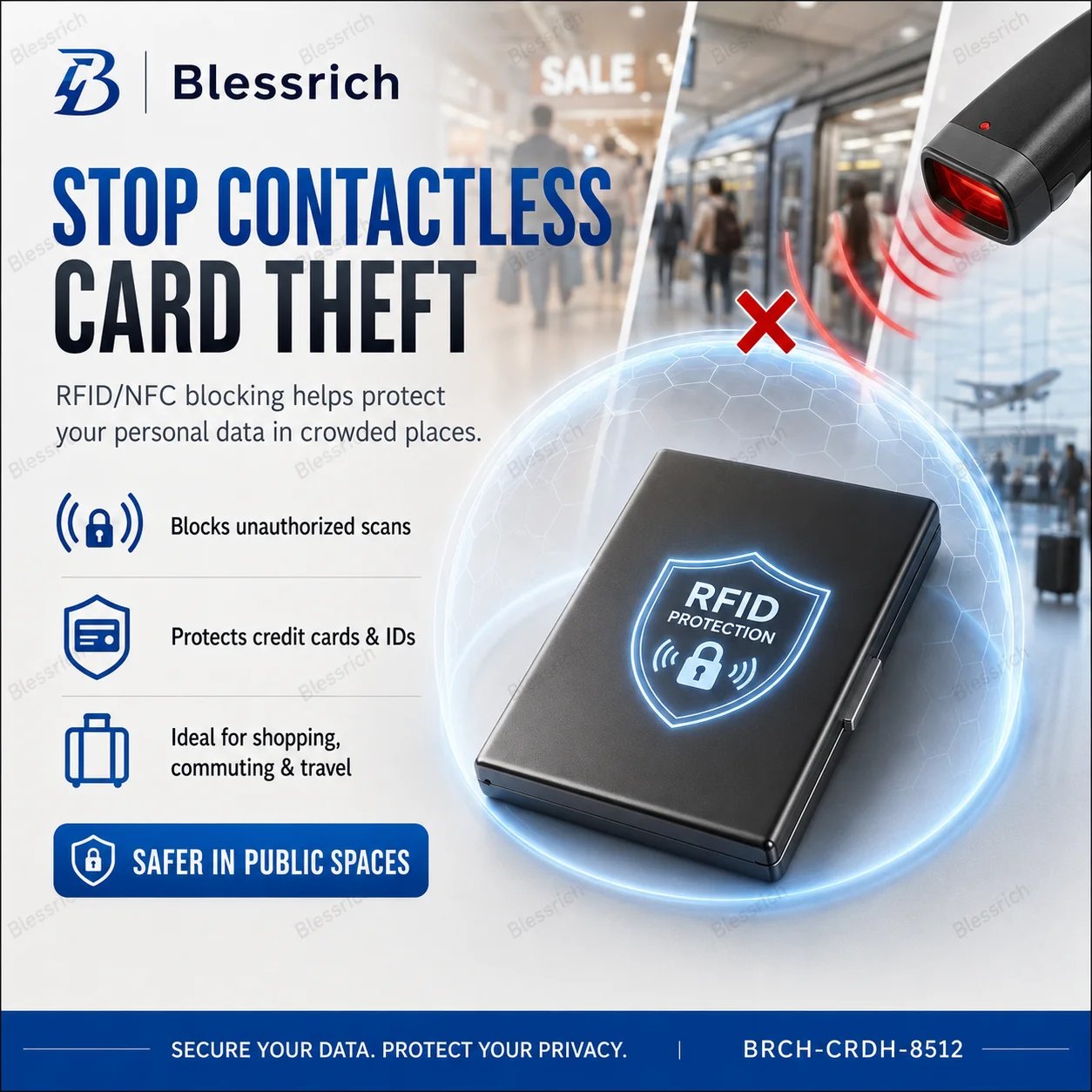 RFID blokkoló fém kártyatartó