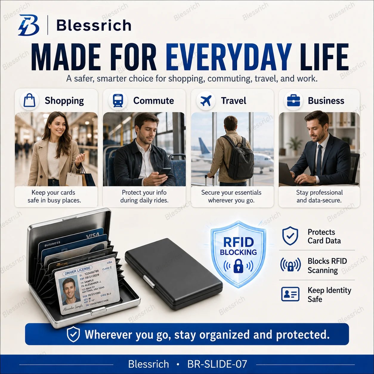 RFID blokkoló fém kártyatartó