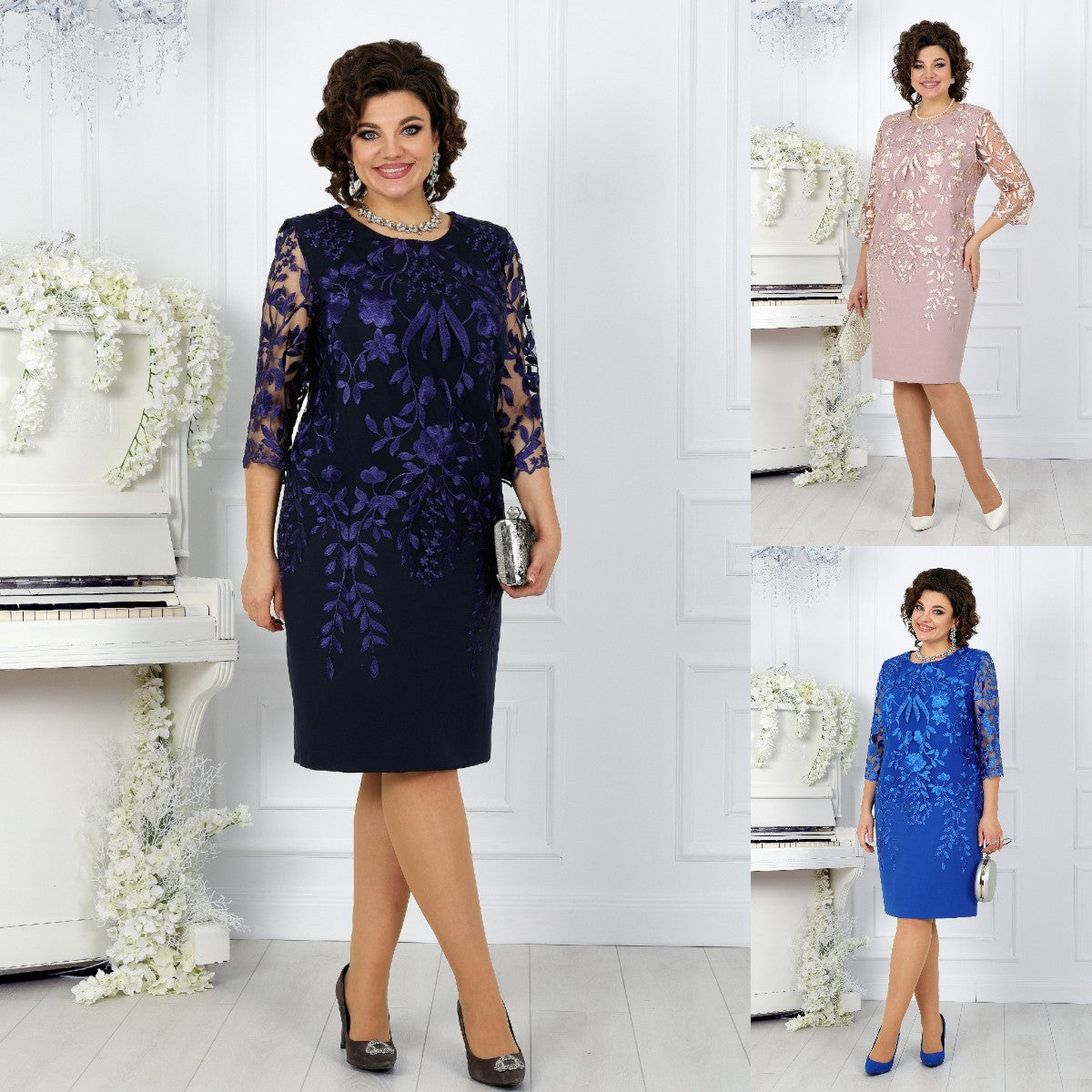 Túlméretezett ruha csipke foltozással és mintával