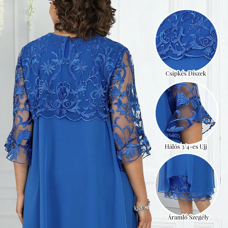 Női Laza Csipkés Midi Ruha