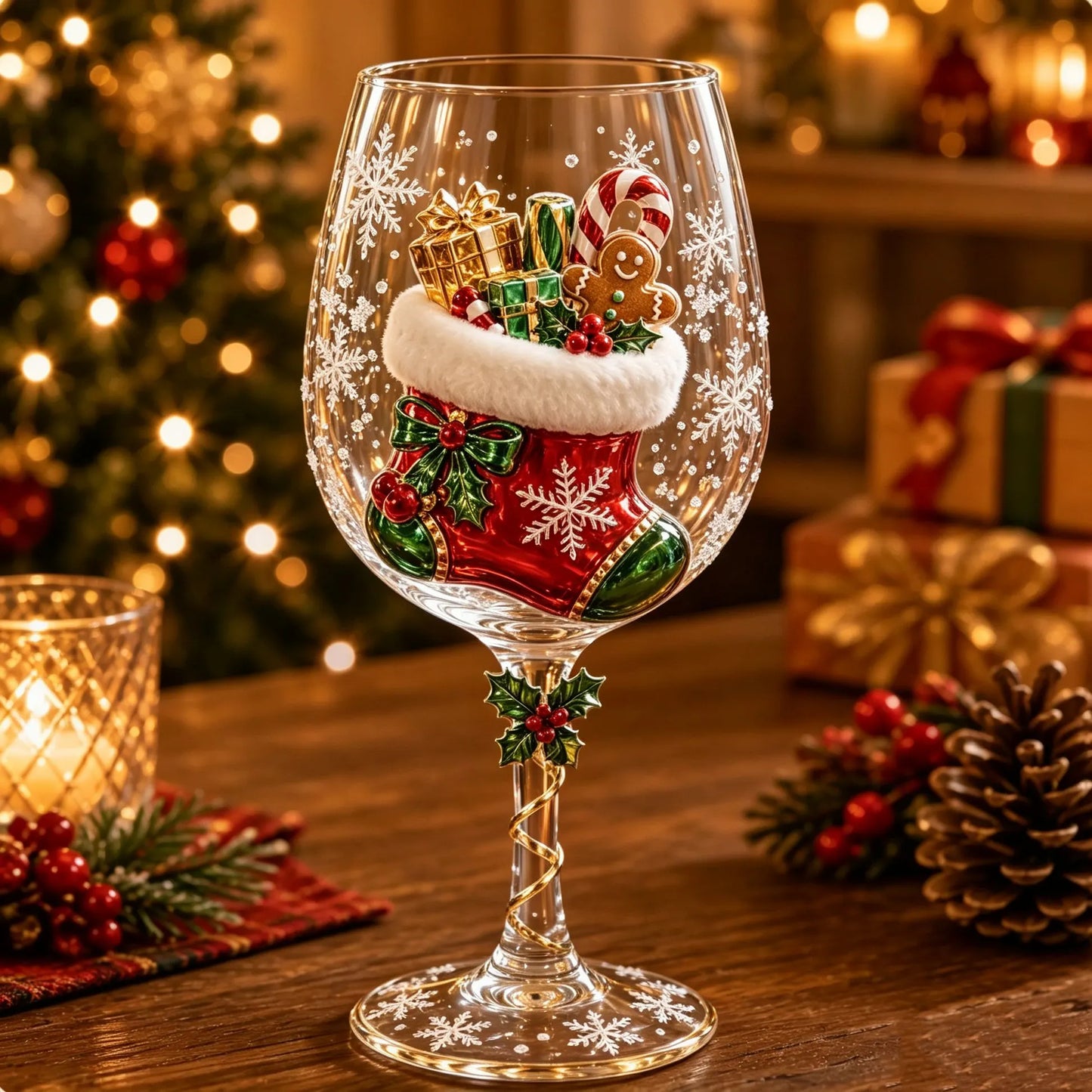 🔥🎁Karácsonyi szett 3D borospoharak gyűjteményével ajándékdobozban✨