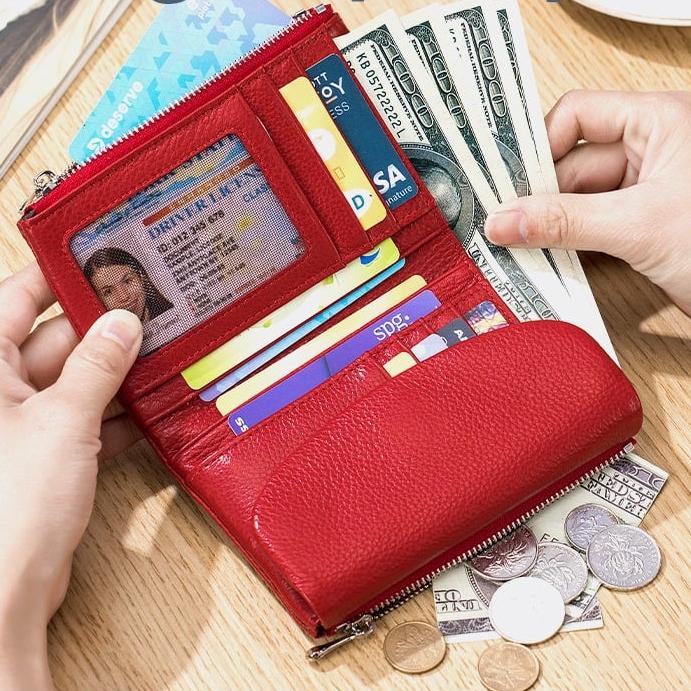 🔥⏰Unisex RFID kavicsos pénztárca valódi bőrből🔥