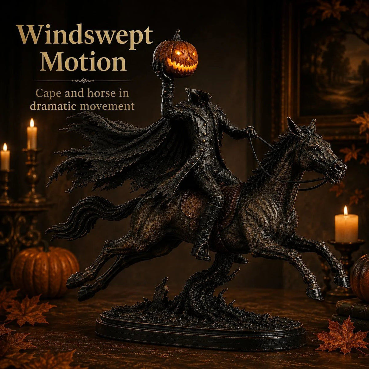 Éjféli Üldözés Fej Nélküli Lovas LED Figura – Halloween Dekoráció