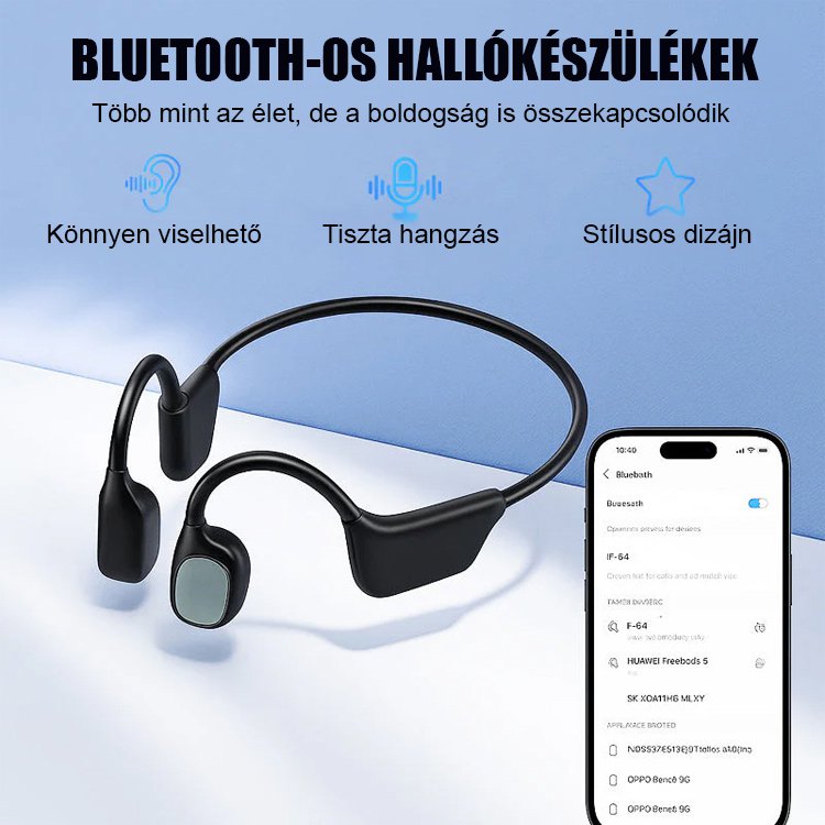 Csontvezetéses Bluetooth fejhallgató hallókészülék