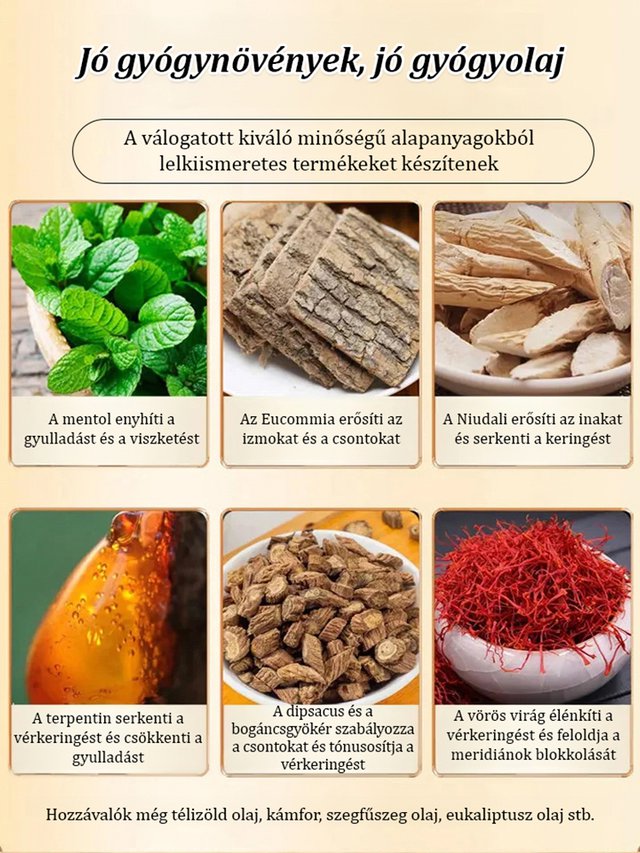 Fájdalomcsillapító és aktiváló olaj