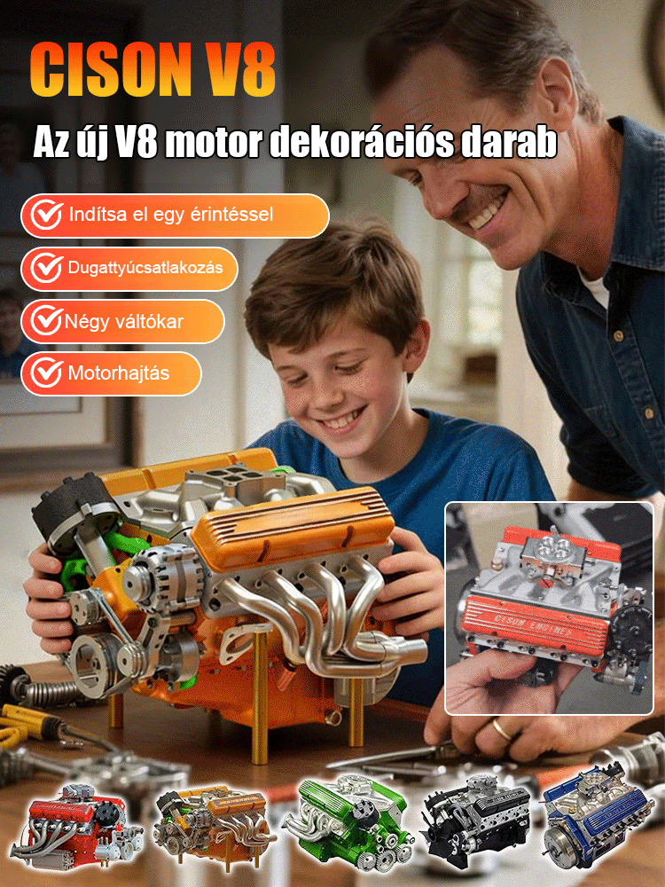 Az új V8 motor dekorációs darab