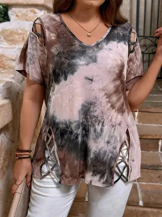 👗🌸Női nyári blúz V-nyakkal és mintával — puha, elegáns🌟